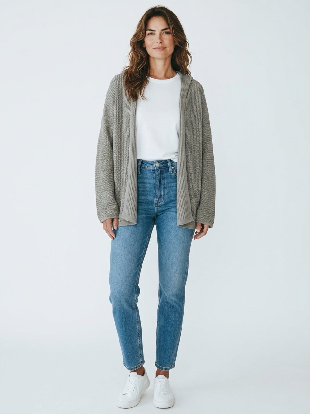 Forever 21 Gray Waffle Knit Open-Front Cardigan